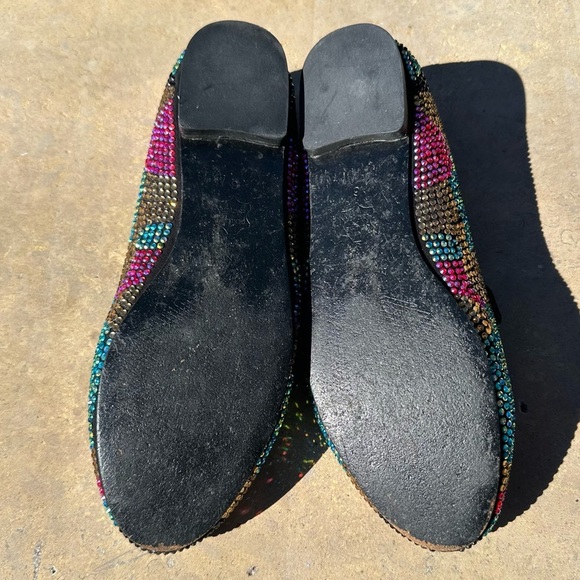 Steve Madden Conncord Multi-Color Rhinestone Size 6 Studded Loafer Jeweled Flats - Picture 6 of 7